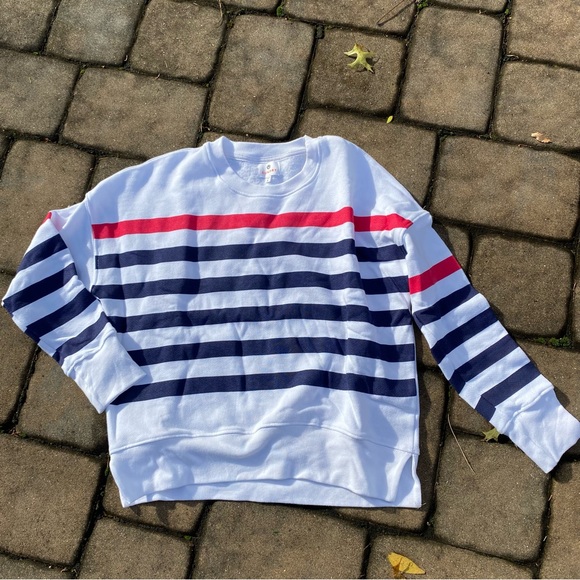 Sundry Tops - EUC Sundry Red White & Blue striped boxy sweatshirt